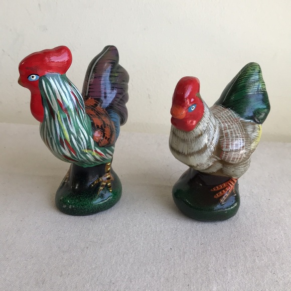 Chickens Ceramic figures Rooster and Hen - Picture 2 of 7